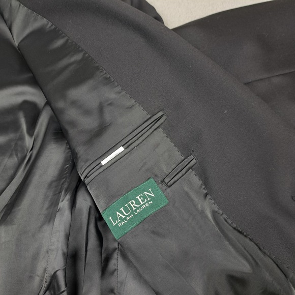 Lauren Ralph Lauren Blazer Mens 42L Black Wool Equestrian Buttons‎ Derby Jacket - Picture 9 of 16